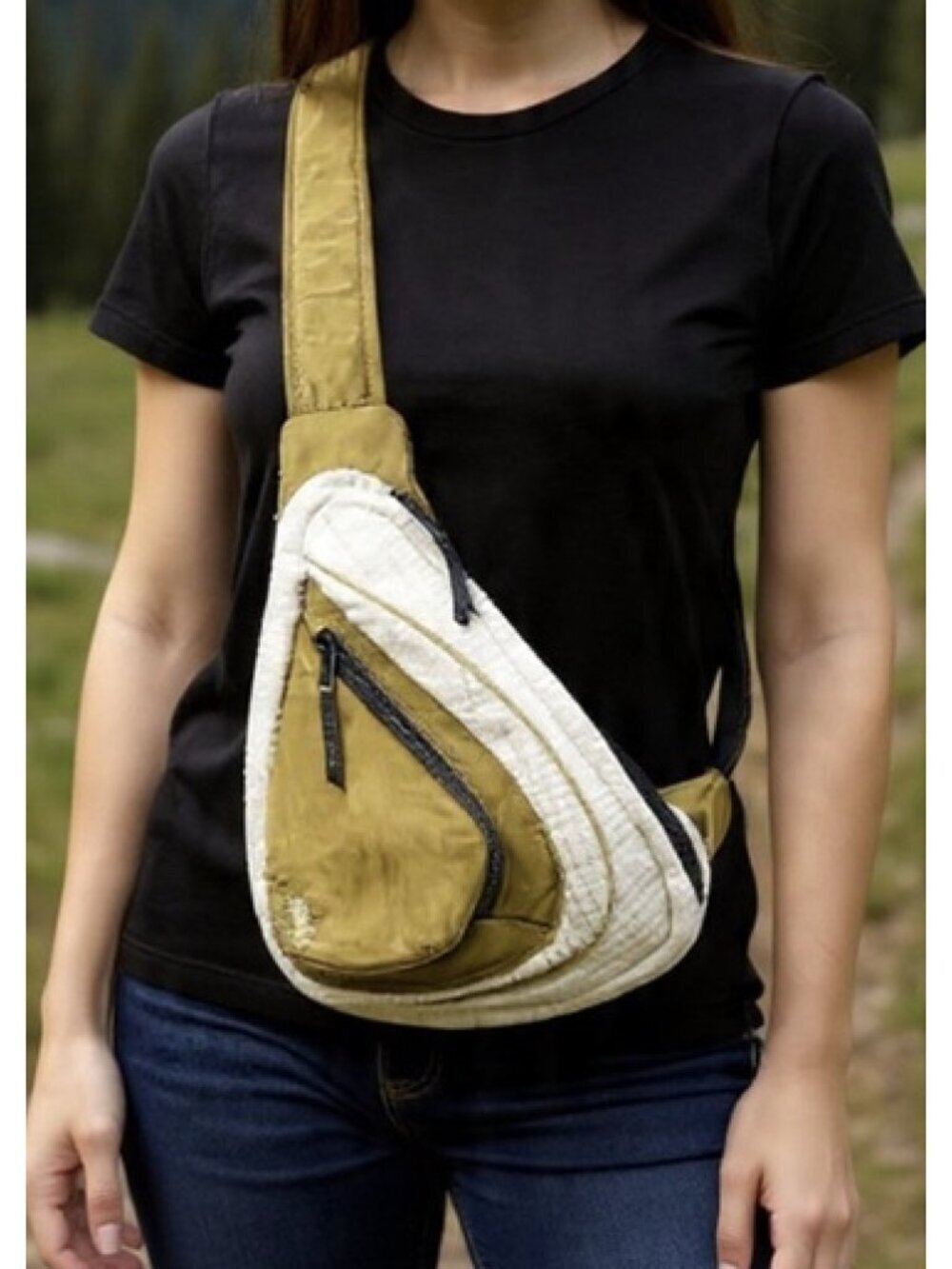 FREE PEOPLE Movement Cold Shoulder Sling Bag in Olive Green